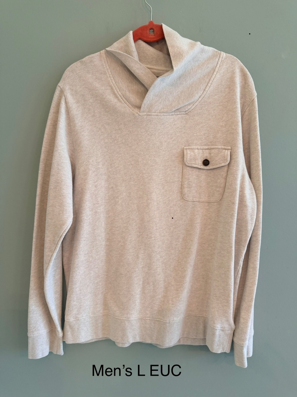 Pendleton Men's Cream Shawl-Neck Pocket Crewneck Sweater